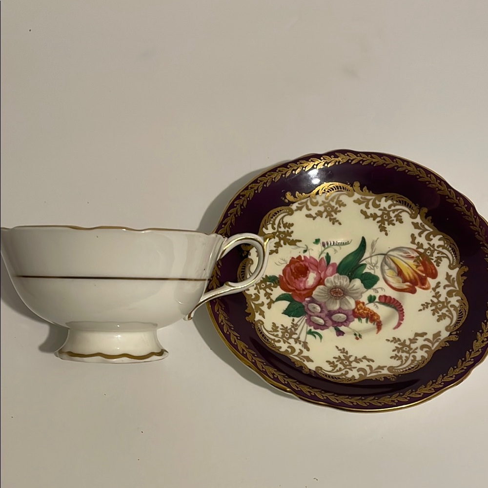 Vintage Floral Teacup and Saucer Set, Paragon, HH The Queen and HH Queen Mary